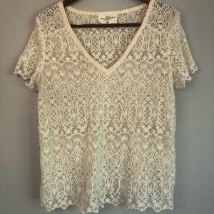 LOGG H&M white lace blouse size women’s M